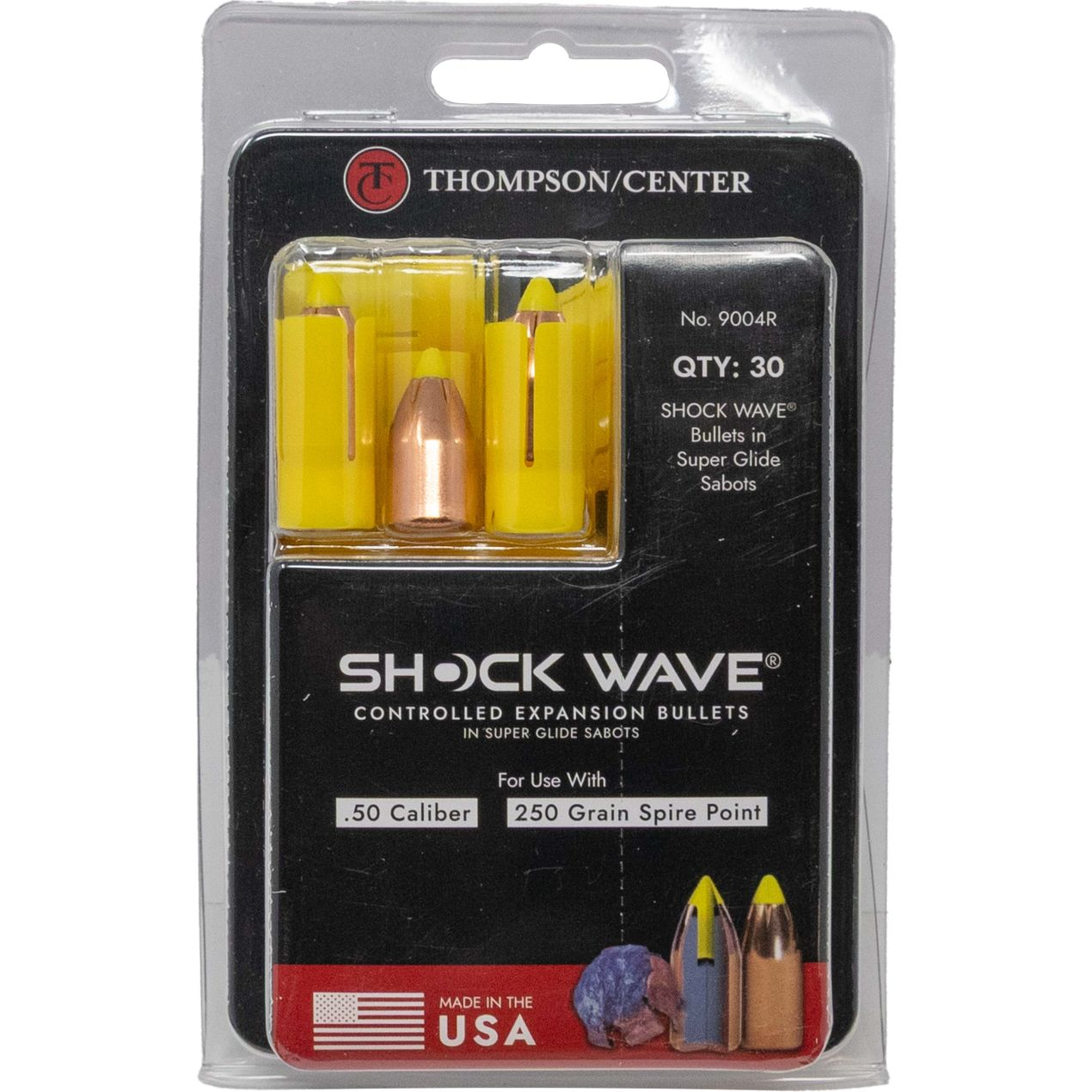 Ammunition Thompson Center Arms Shockwave Bullets 50BLKPOWDER TMC SHKWVE SABOT 50CAL 250G 30 &bull; Model: Shockwave Bullets